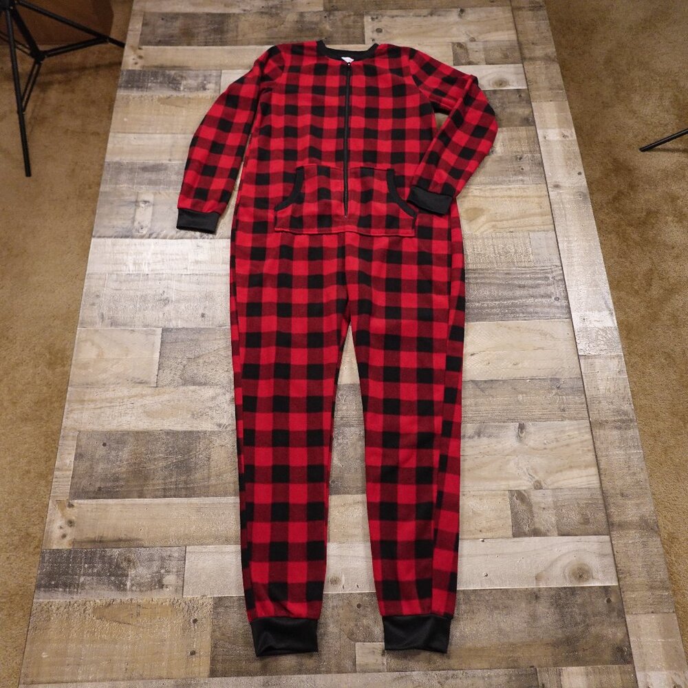 Sleepyheads buffalo check plaid pajama onesie women's large‎ red black